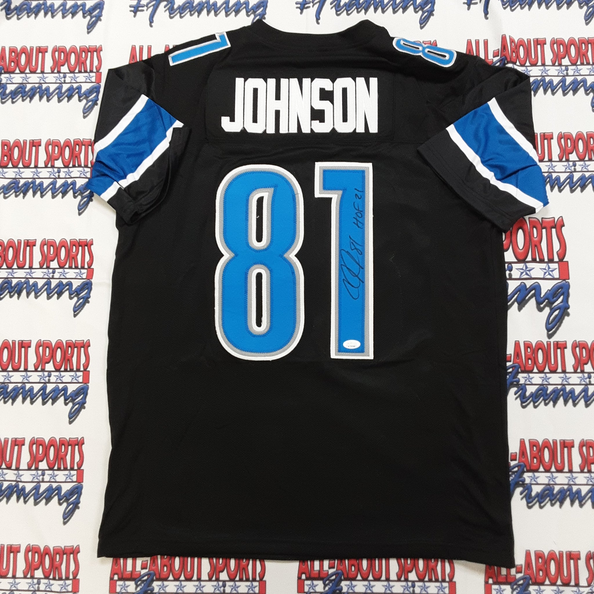 CALVIN JOHNSON AUTOGRAPHED DETROIT LIONS JERSEY JSA