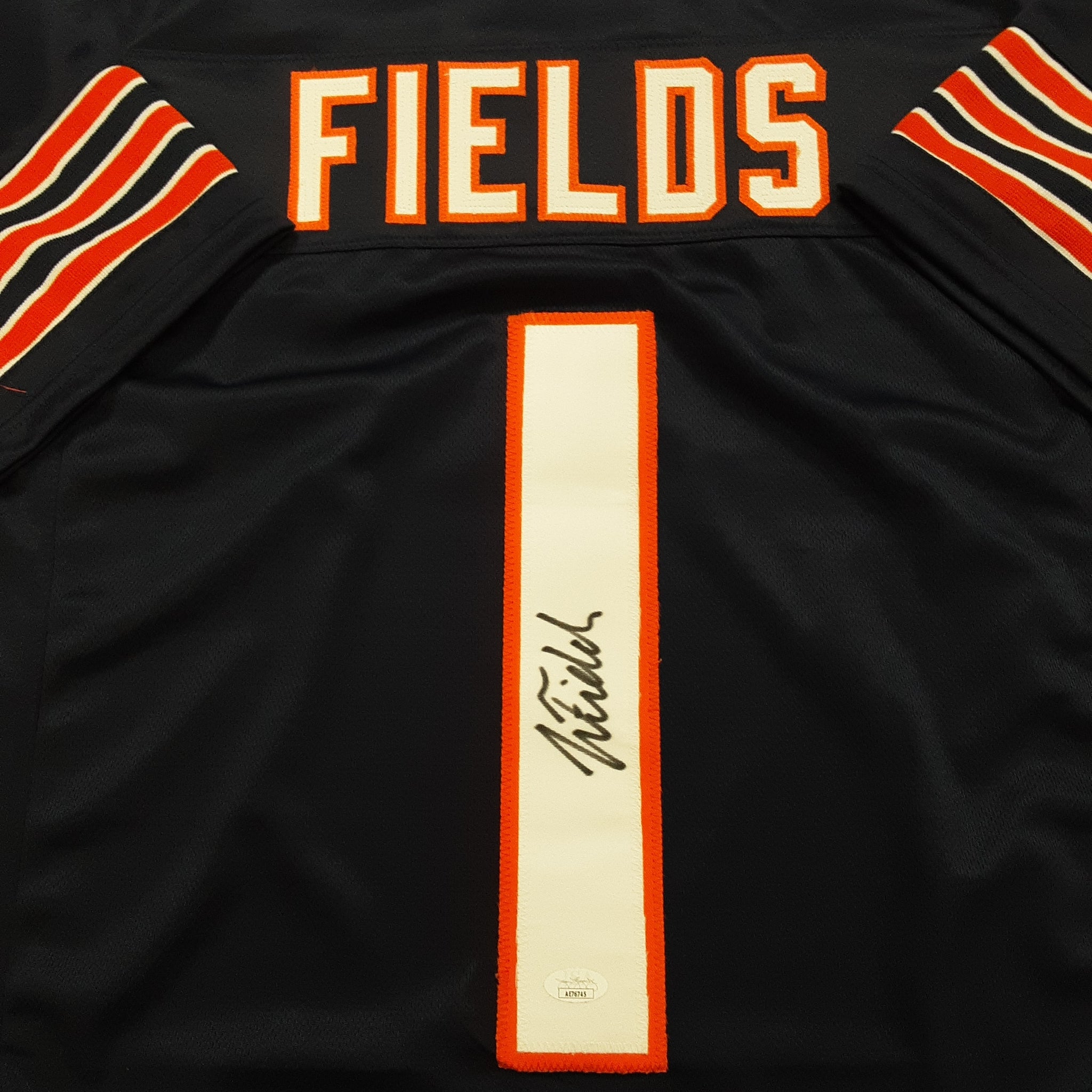 Justin Fields framed autographed blue jersey