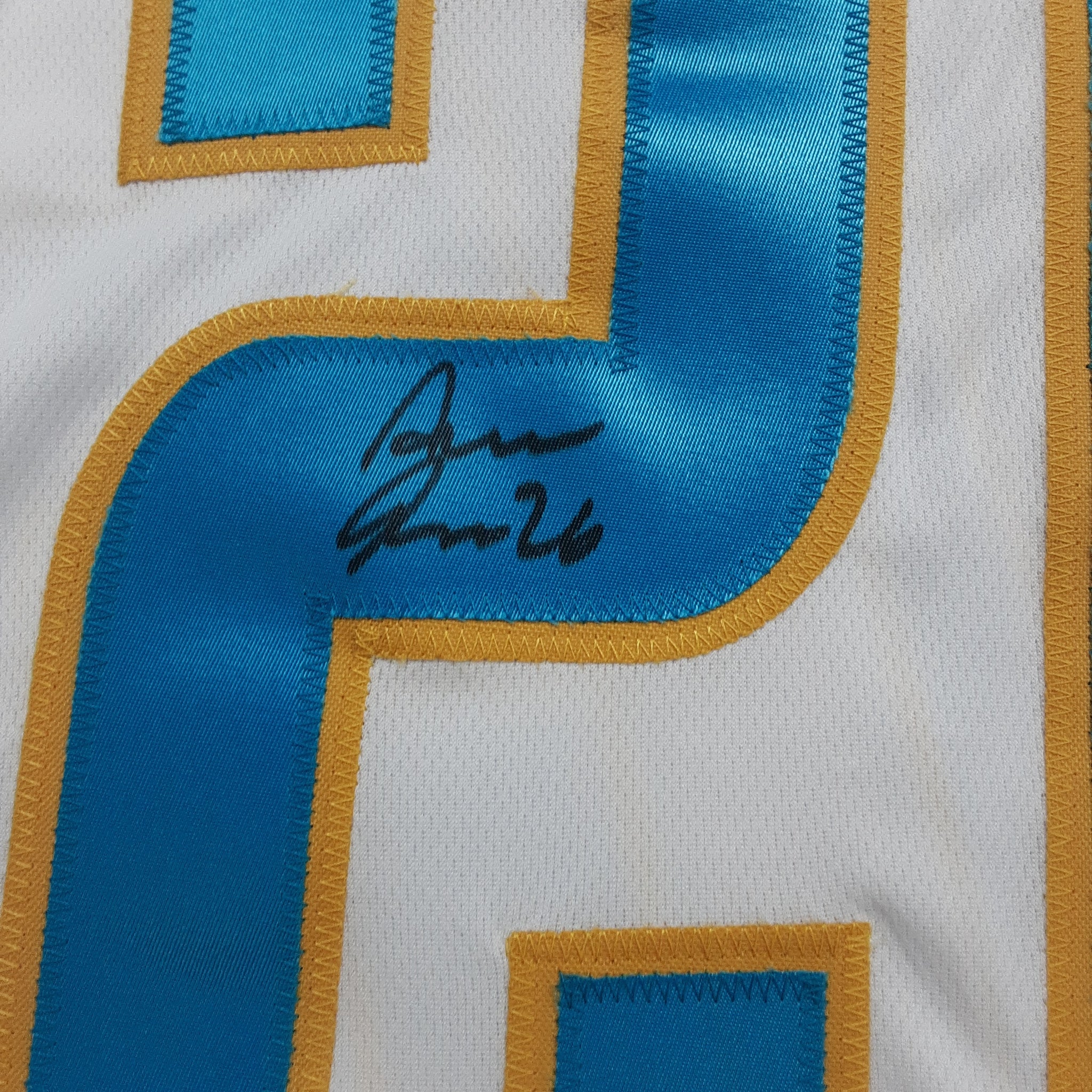 Asante Samuel Jr Autographed Los Angeles Chargers Yellow Football NFL  Jersey JSA