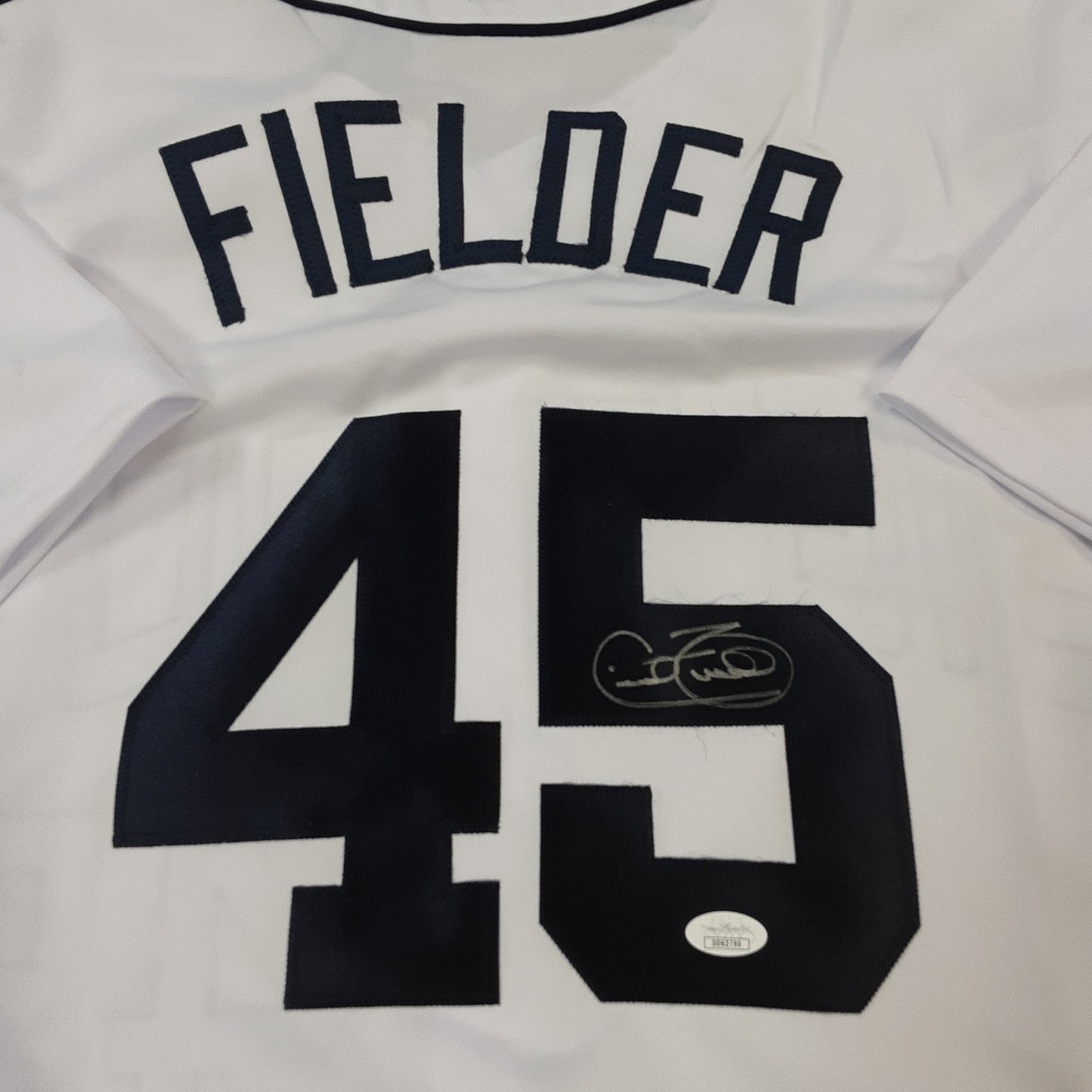 Detroit Tigers Cecil Fielder Autographed Pro Style Grey Jersey BAS  Authenticated