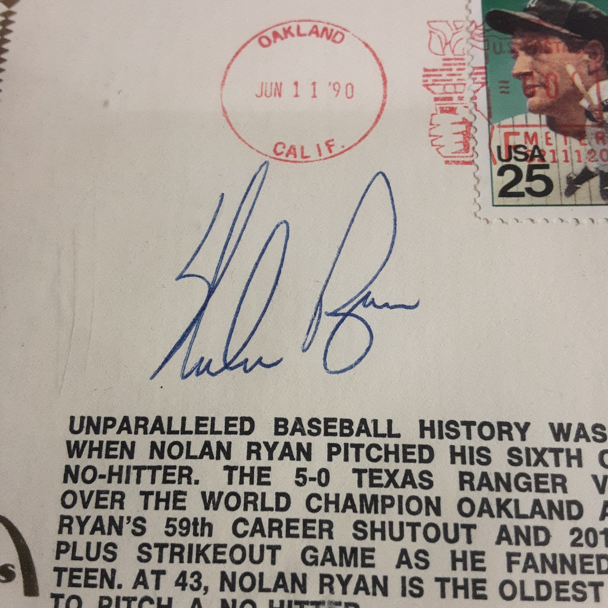 Nolan Ryan Authentic Signed First Day Letter Framed Collage Autographed JSA-