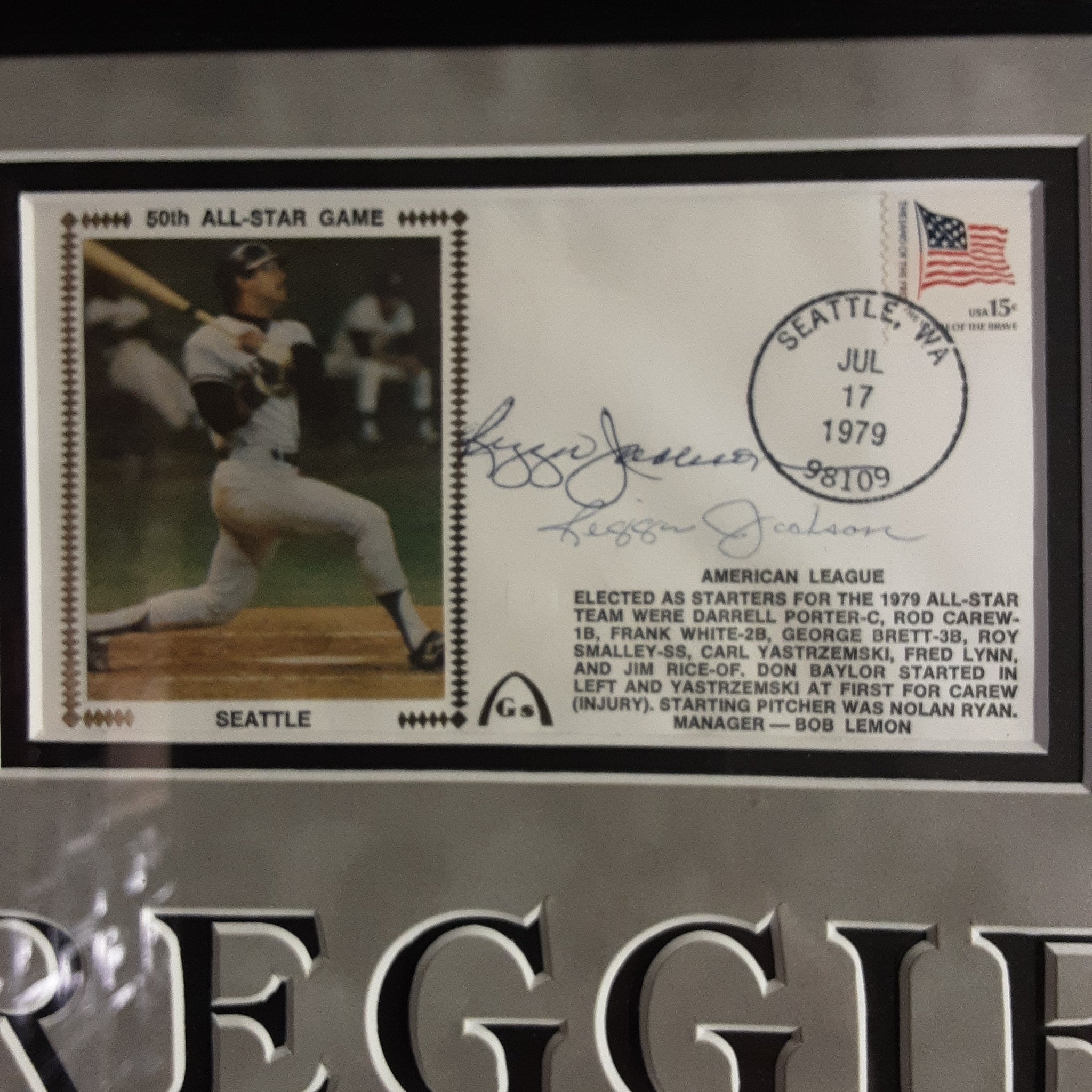 Reggie Jackson Authentic Signed First Day Letter Framed Collage Autographed JSA-