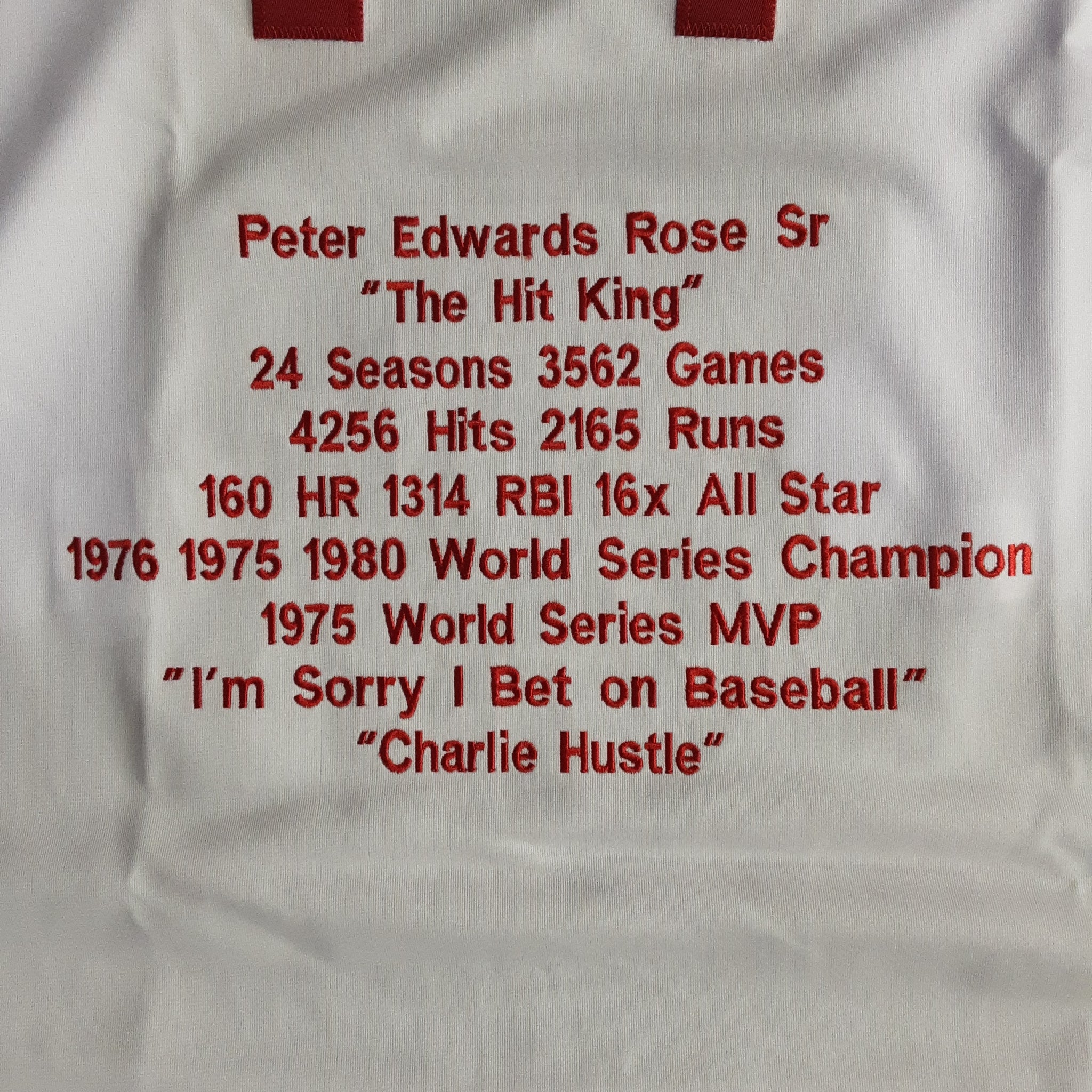 Pete Rose Autographed Pro Style Hit King White Baseball Jersey (JSA)