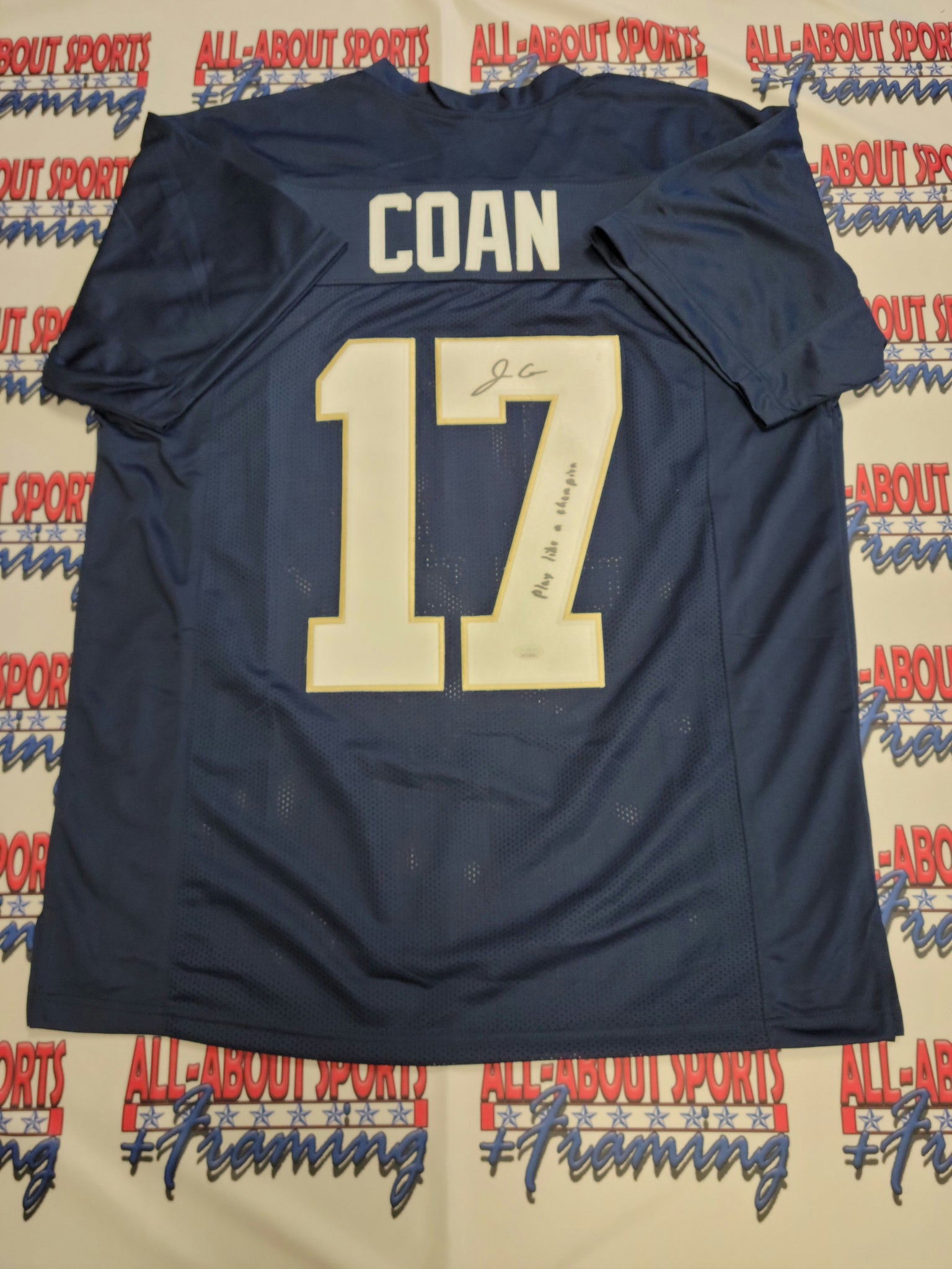 Jack Coan Authentic Signed & Inscribed Pro Style Jersey Autographed JSA