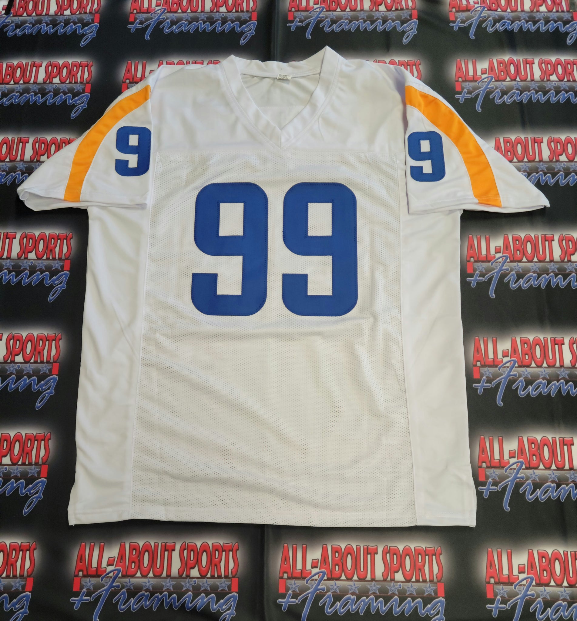 Aaron Donald Autographed and Framed White Rams Jersey