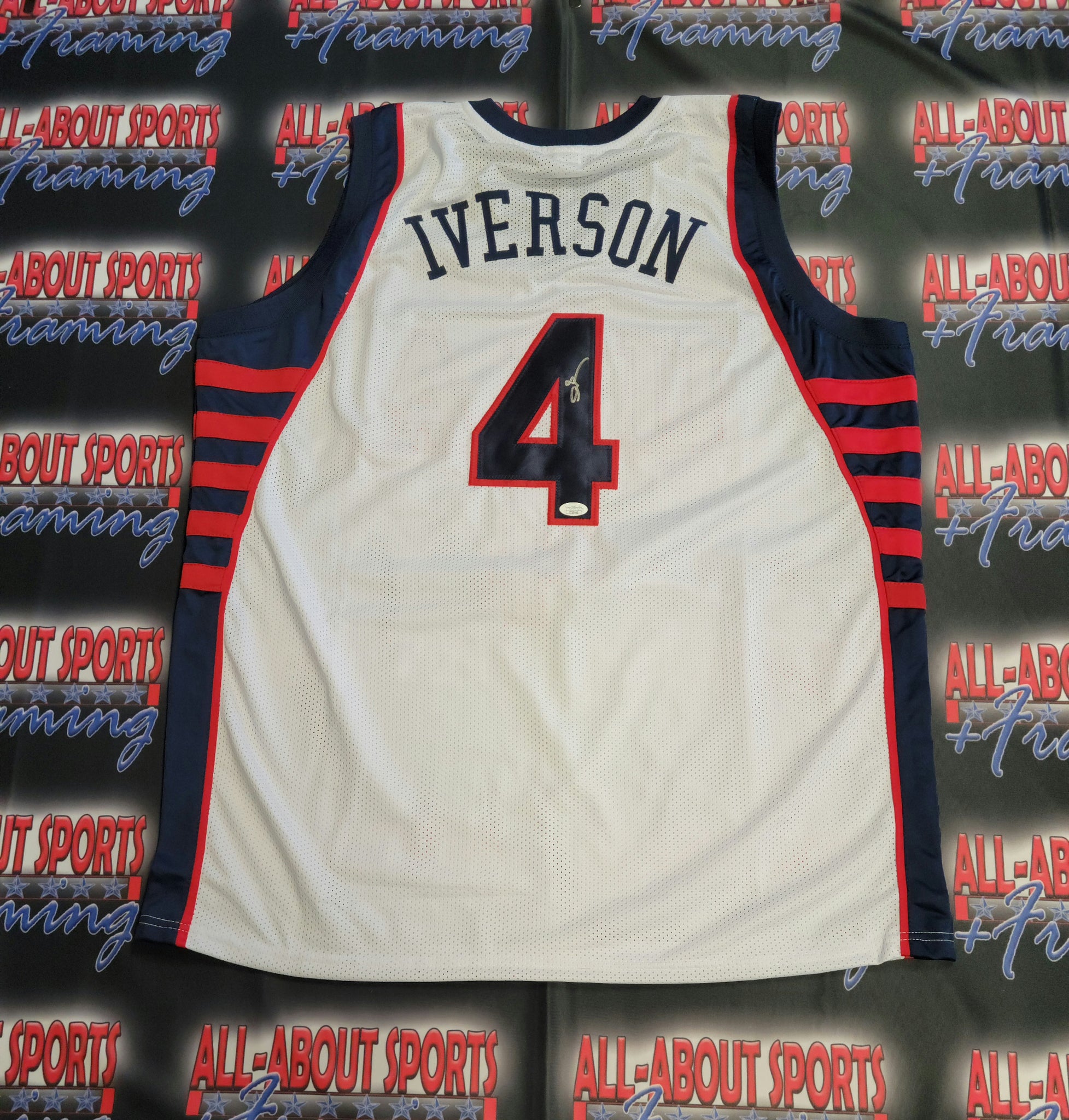 Allen Iverson framed autographed red jersey