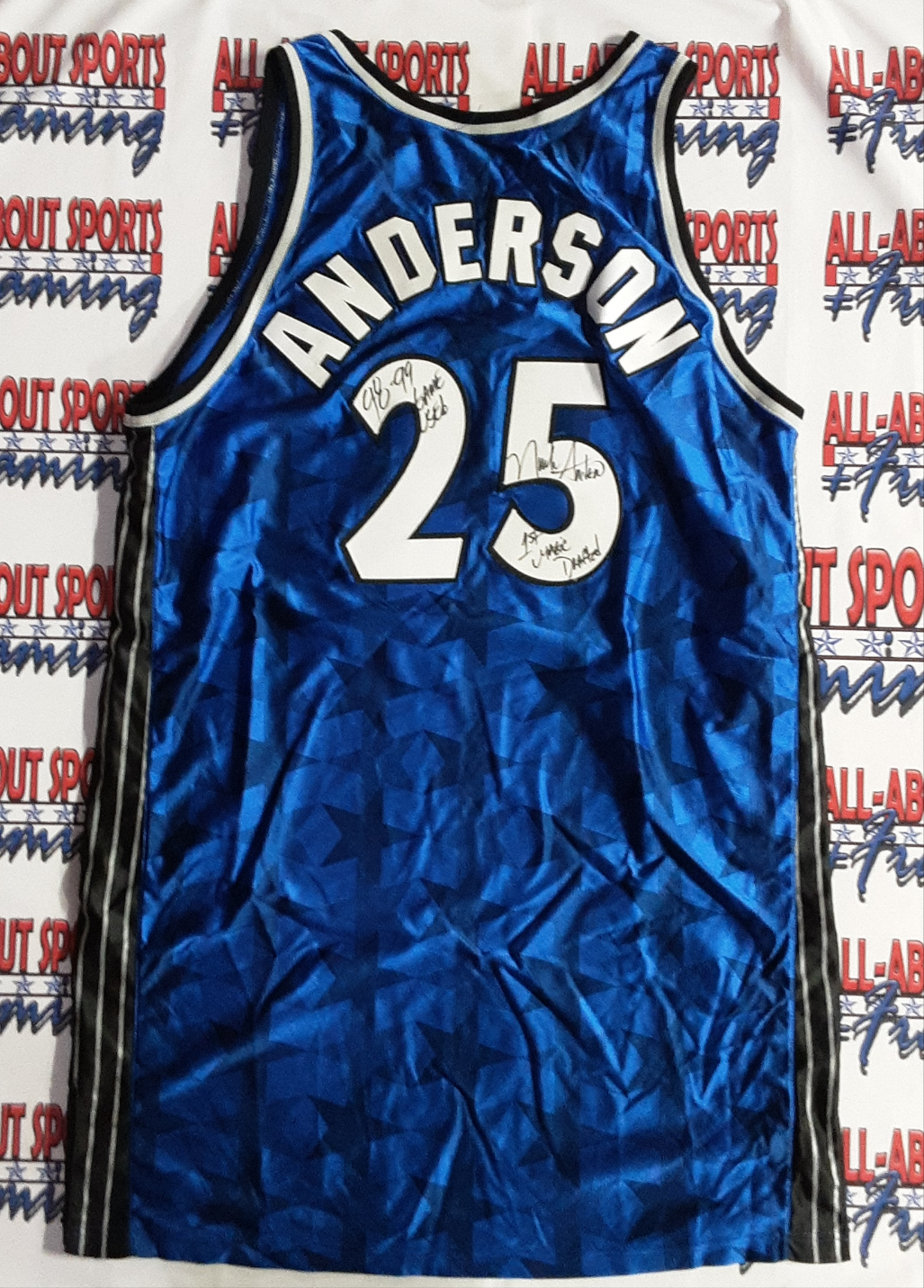 Nick Anderson Game Used Authentic Signed Pro Style Jersey with Inscription Autographed JSA